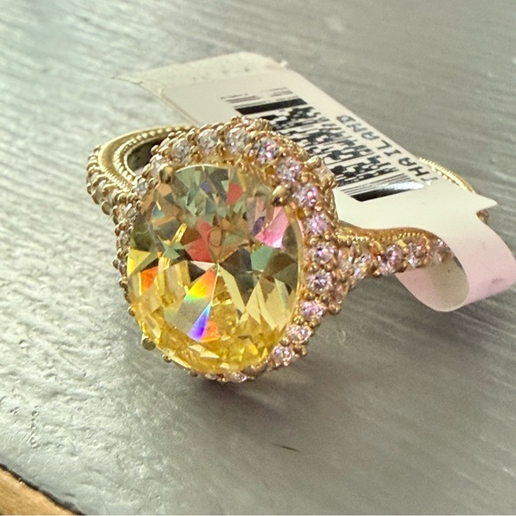 Judith Ripka 14K Gold Clad 925 Sterling Silver Ring Size 10.75 NEW - Picture 4 of 11